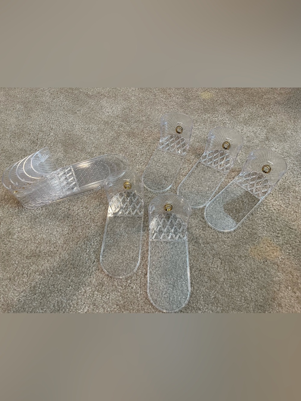 Clear Unisex Shoe Organizers with Gold Accent - Pack of 10 (4 Packs Available)
